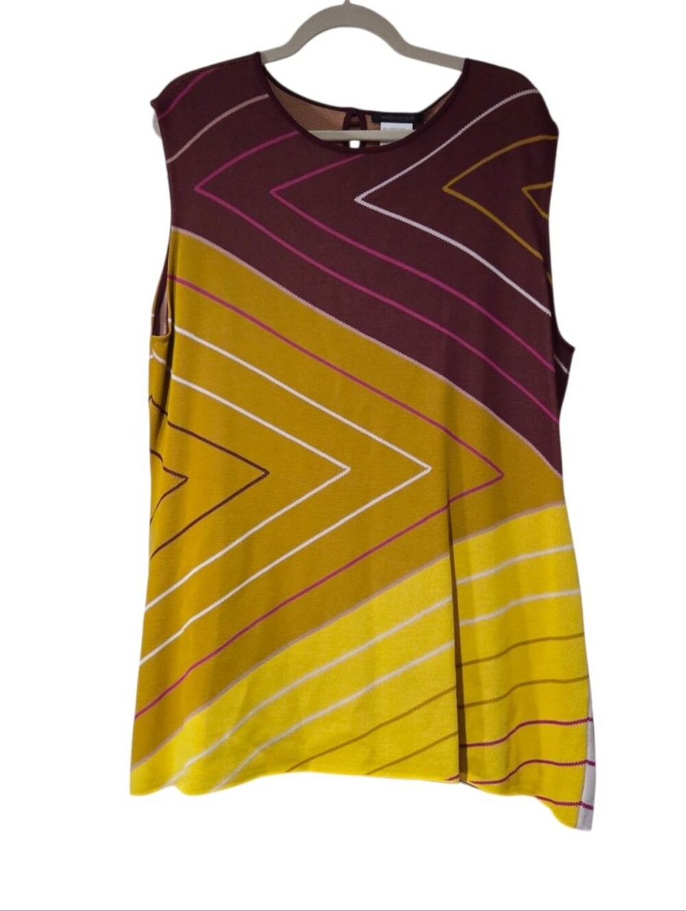 Marina Rinaldi Women's Burgundy Gold Alice Knitted Vest Sweater Size XL NWT $585